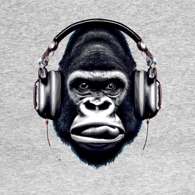 Headphone Gorilla by poppijanne